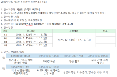 2025학년도 제4차 특수분야 직무연수 ( 광주 )